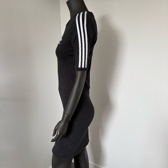Adidas Originals 3-Stripes Bodycon T-Shirt Dress – Black – Size M (US 14) - Picture 3 of 8